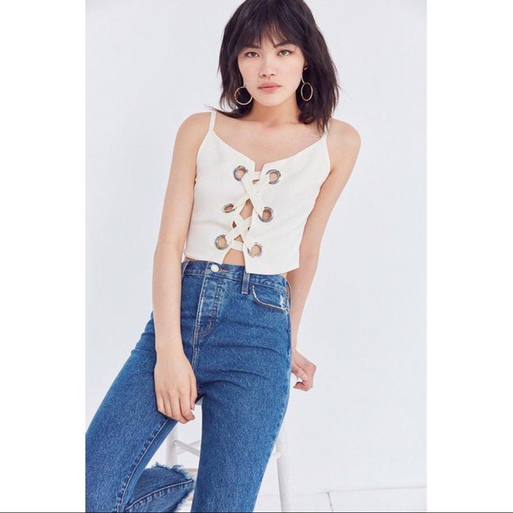 UO Silence & Noise Amour Lace-Up Top